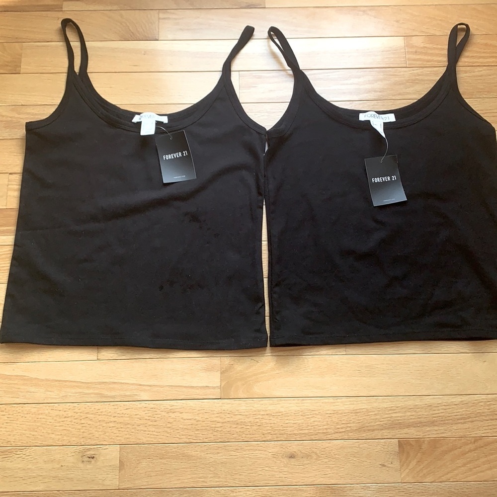 FOREVER 21 NWT BLACK TANK -2 EACH IS A LARGE, BEING SOLD TOGETHER
